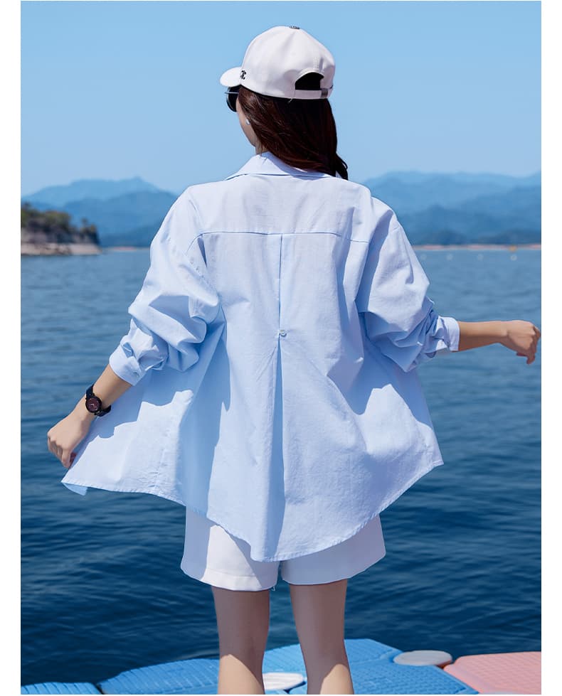 レディースシャツ 爽やか海風ゆったりリネンシャツ