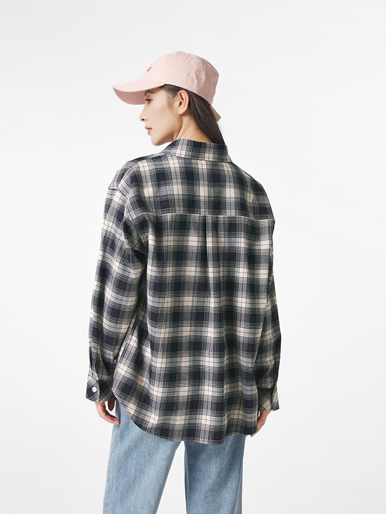 レディースシャツ ゆったりシルエットチェック柄シャツ