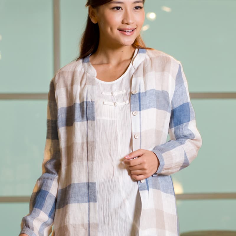 シャツ　レディース 優美なチェック柄オーバーサイズシャツ