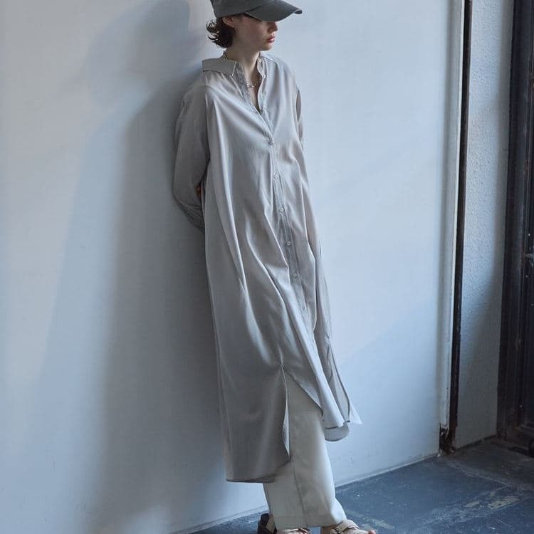 レディースシャツ 優雅な余白 ロングシャツワンピース