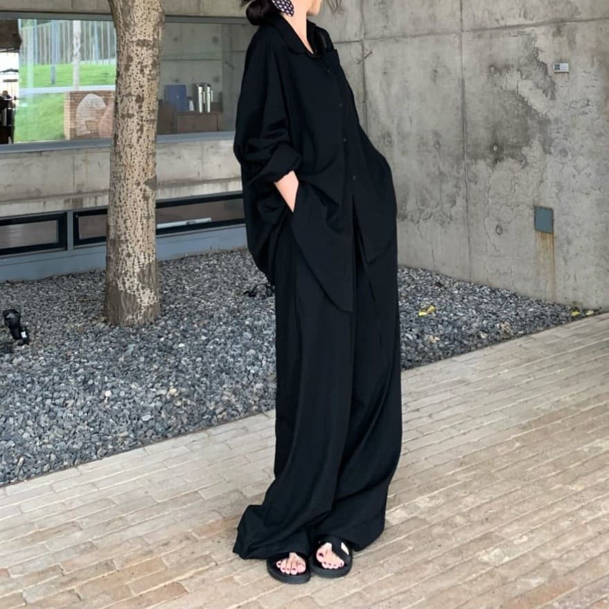 レディースシャツ ゆったりシルエット長袖シャツ