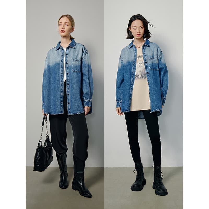 シャツ　レディース ゆったりシルエットデニムシャツ