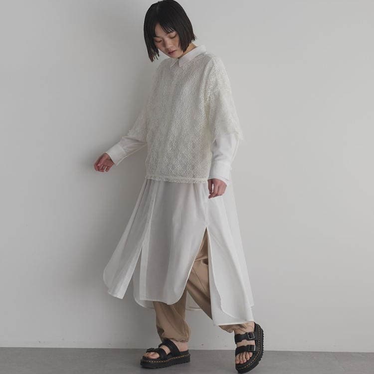 レディースシャツ 優雅な余白 ロングシャツワンピース