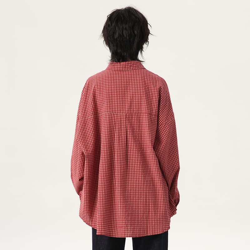 シャツ　レディース ゆったりシルエット チェックシャツ