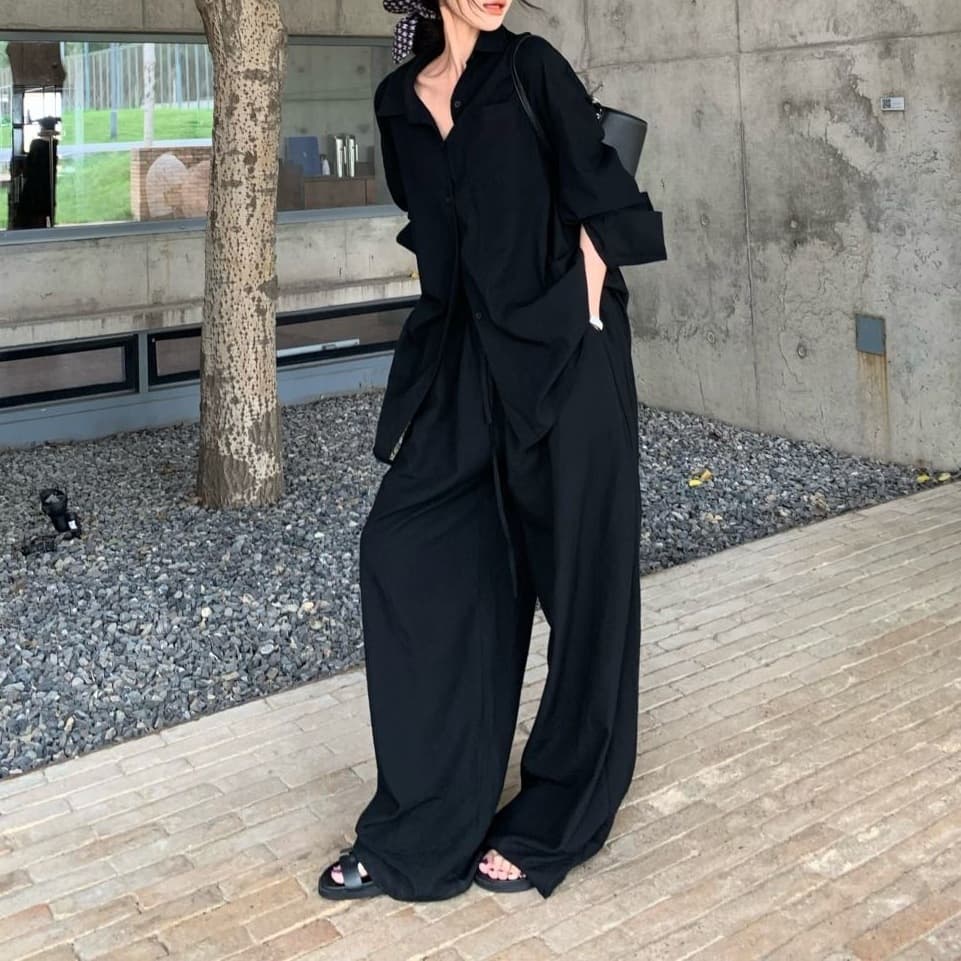 レディースシャツ ゆったりシルエット長袖シャツ
