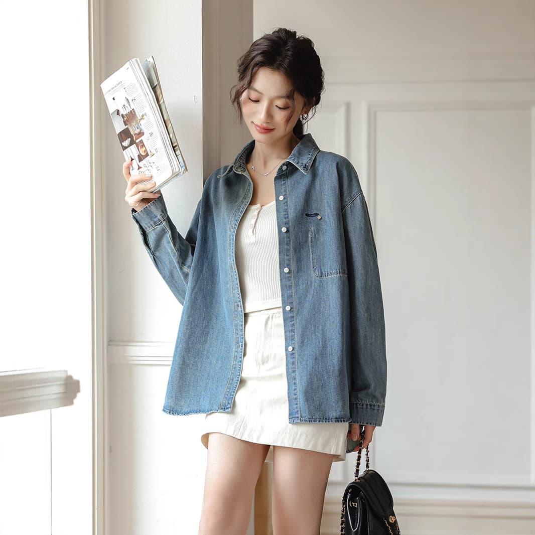 シャツ　レディース ゆるシルエットデニムシャツジャケット