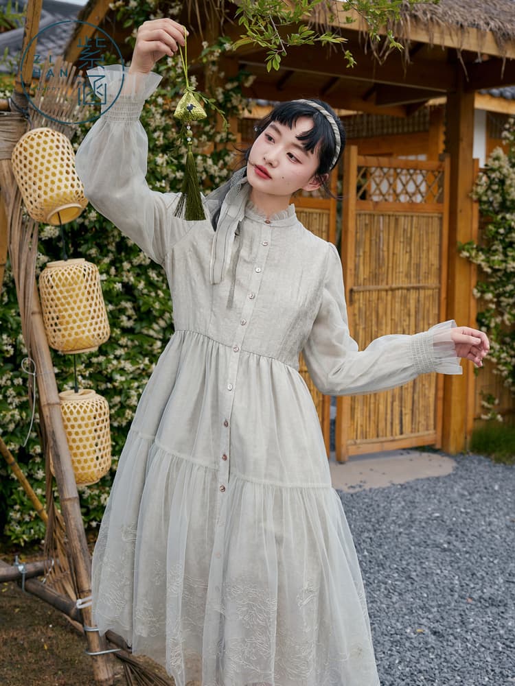レディースシャツ 風雅な時間 ティアードシャツワンピース