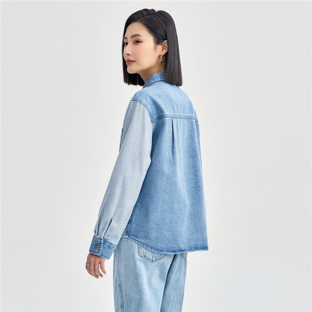 シャツ　レディース ゆとりシルエットデニムシャツジャケット