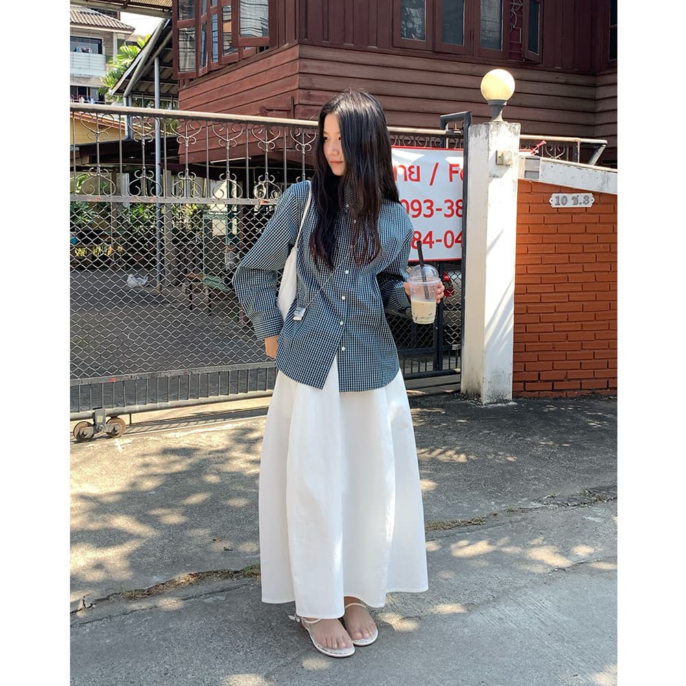 シャツ　レディース オーバーサイズチェック柄シャツ