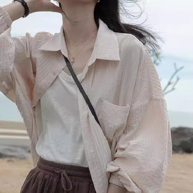 シャツ　レディース 涼やか麻混ゆったりシャツ