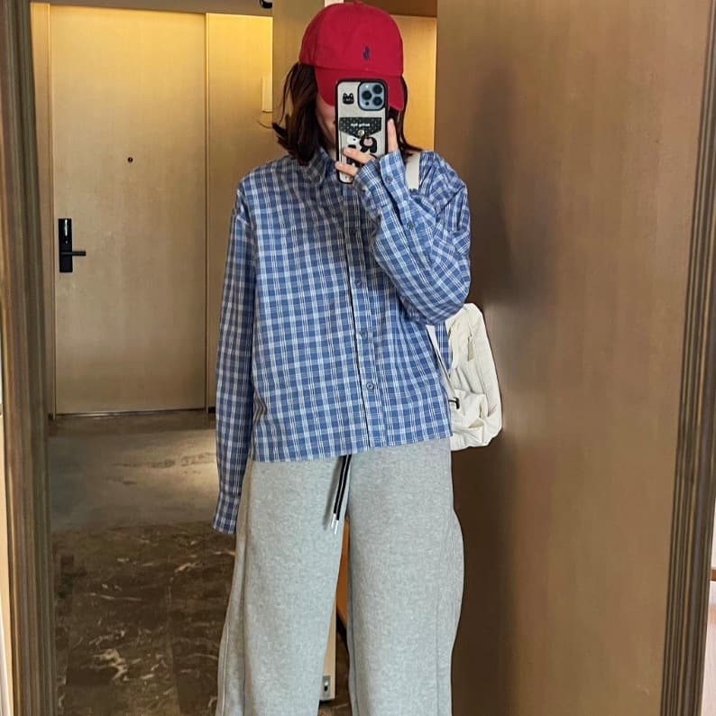 シャツ　レディース ゆったりシルエットチェックシャツ