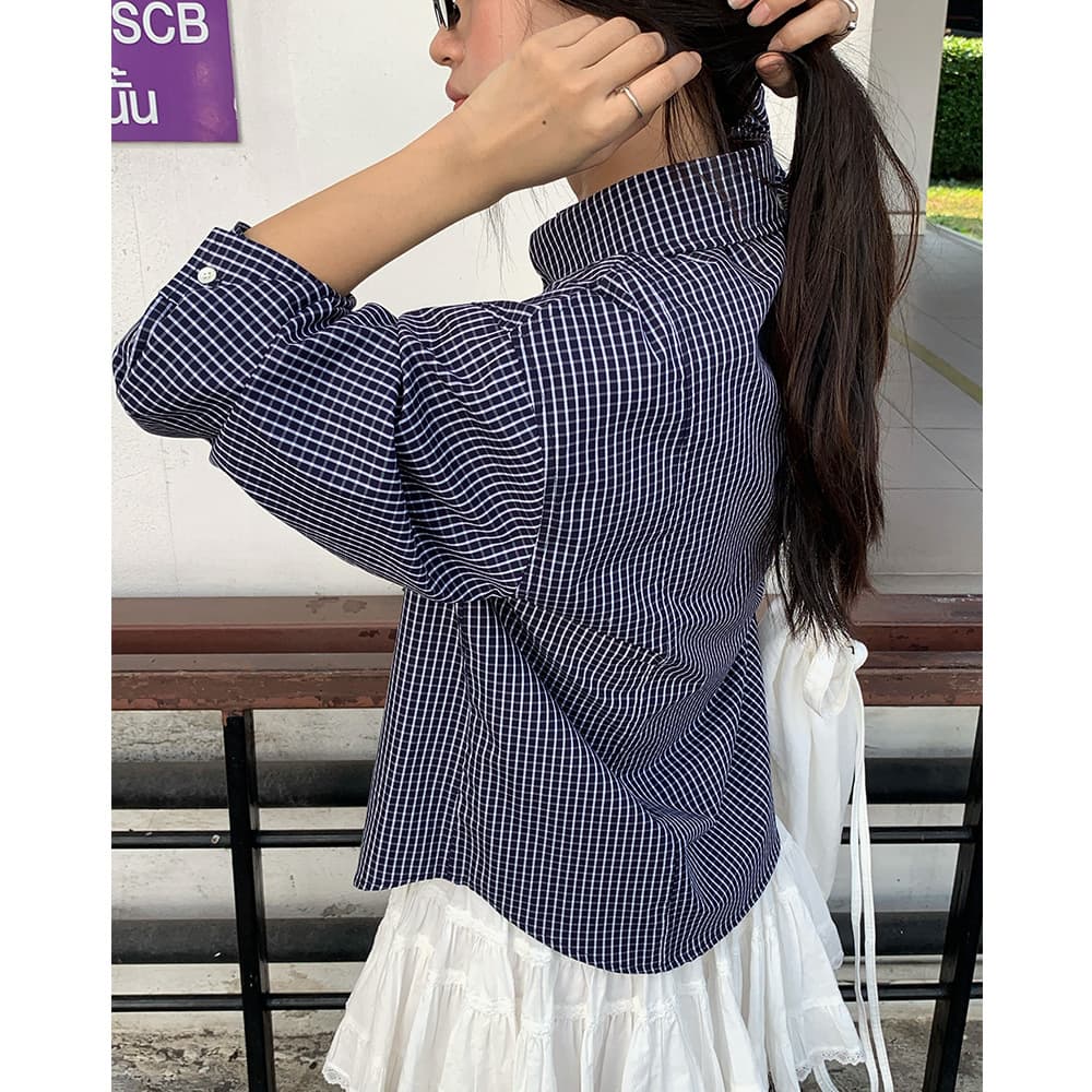 シャツ　レディース オーバーサイズチェック柄シャツ