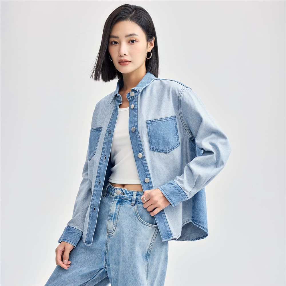シャツ　レディース ゆとりシルエットデニムシャツジャケット