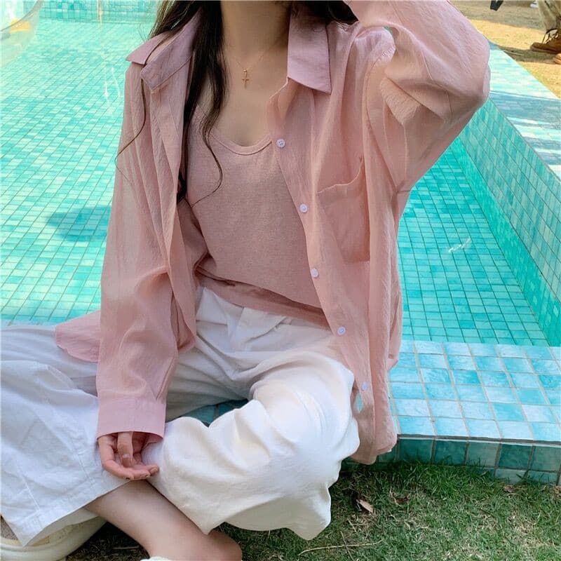 シャツ　レディース ゆったりシルエット コットンシャツ