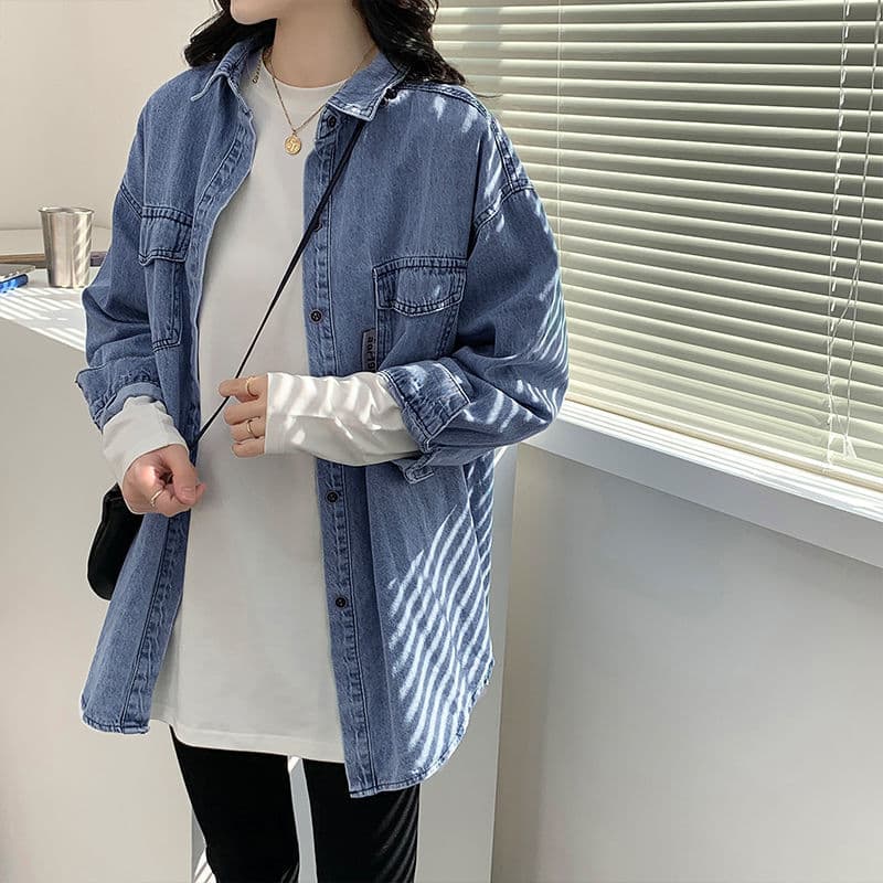 シャツ　レディース オーバーサイズ コットンデニムシャツ