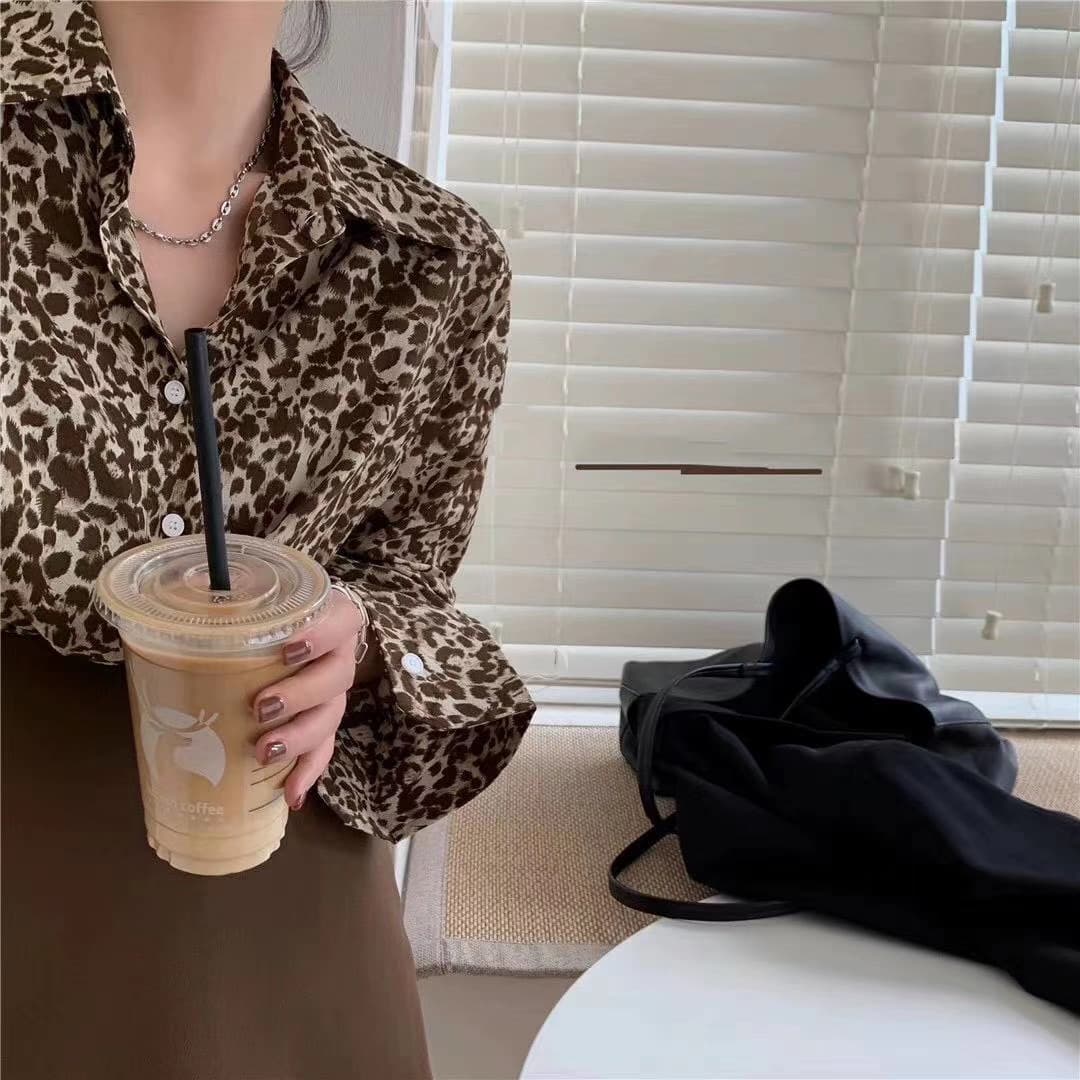 レディースシャツ 豹柄シースルーシャツ 透け感が大人っぽい長袖