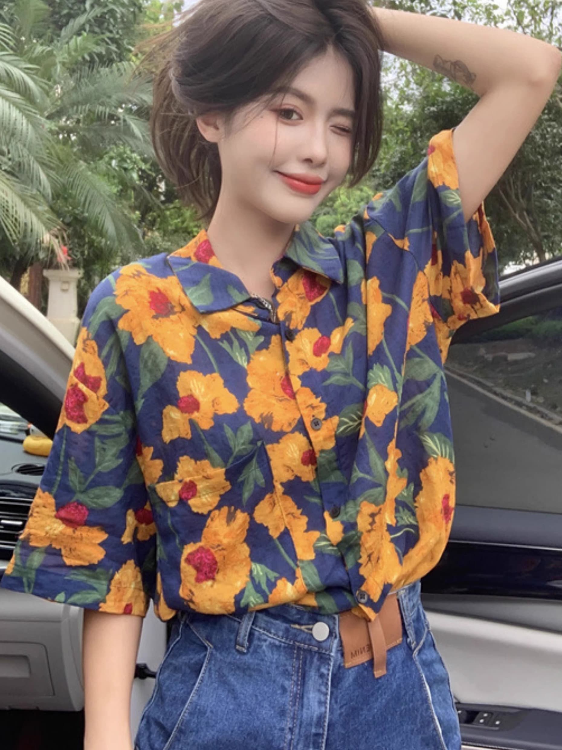 レディースシャツ 南国の花咲くリゾートシャツ