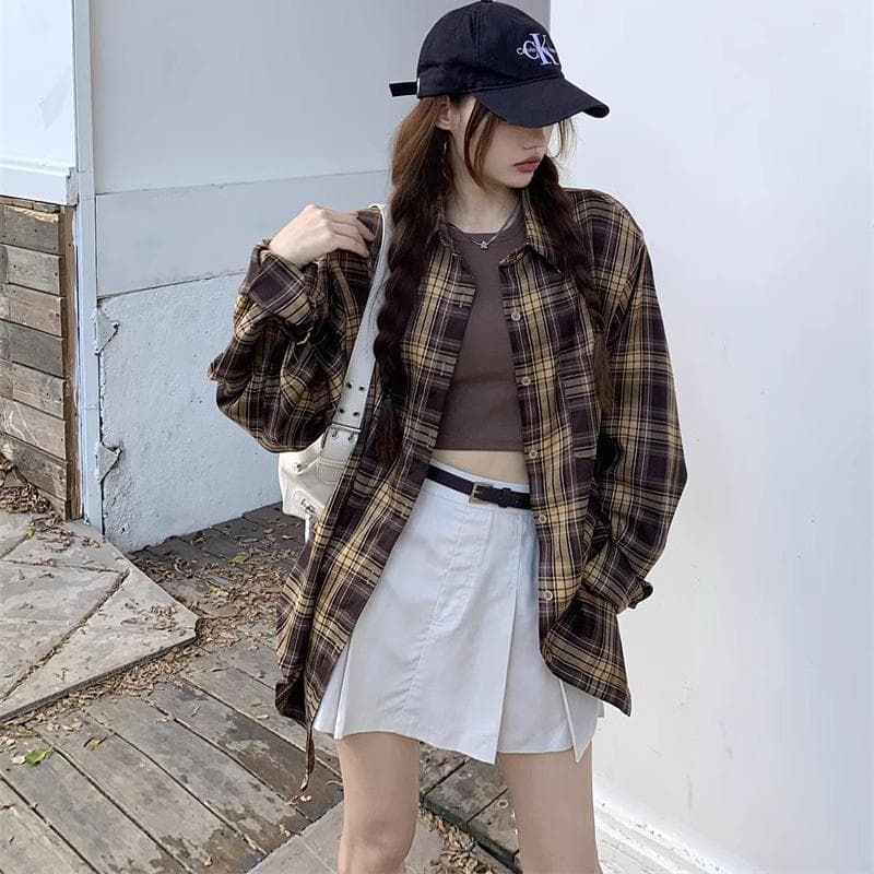シャツ　レディース オーバーサイズチェックシャツ レディース