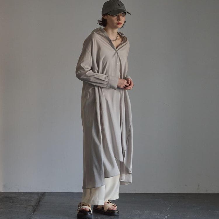 レディースシャツ 優雅な余白 ロングシャツワンピース