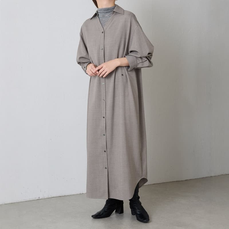 レディースシャツ ゆったりシルエット ロングシャツワンピース