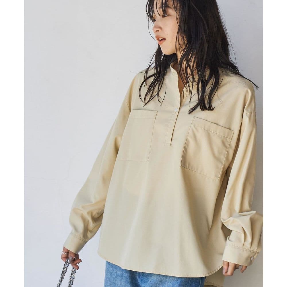 シャツ　レディース ゆったりシルエット開襟シャツ