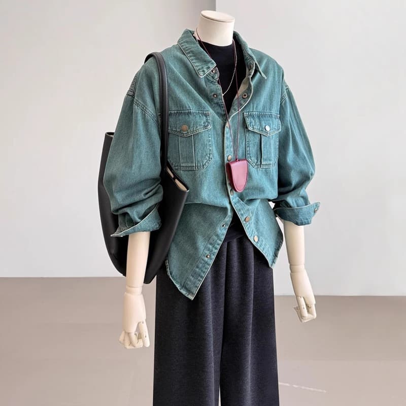 シャツ　レディース ゆったりシルエットデニムシャツ