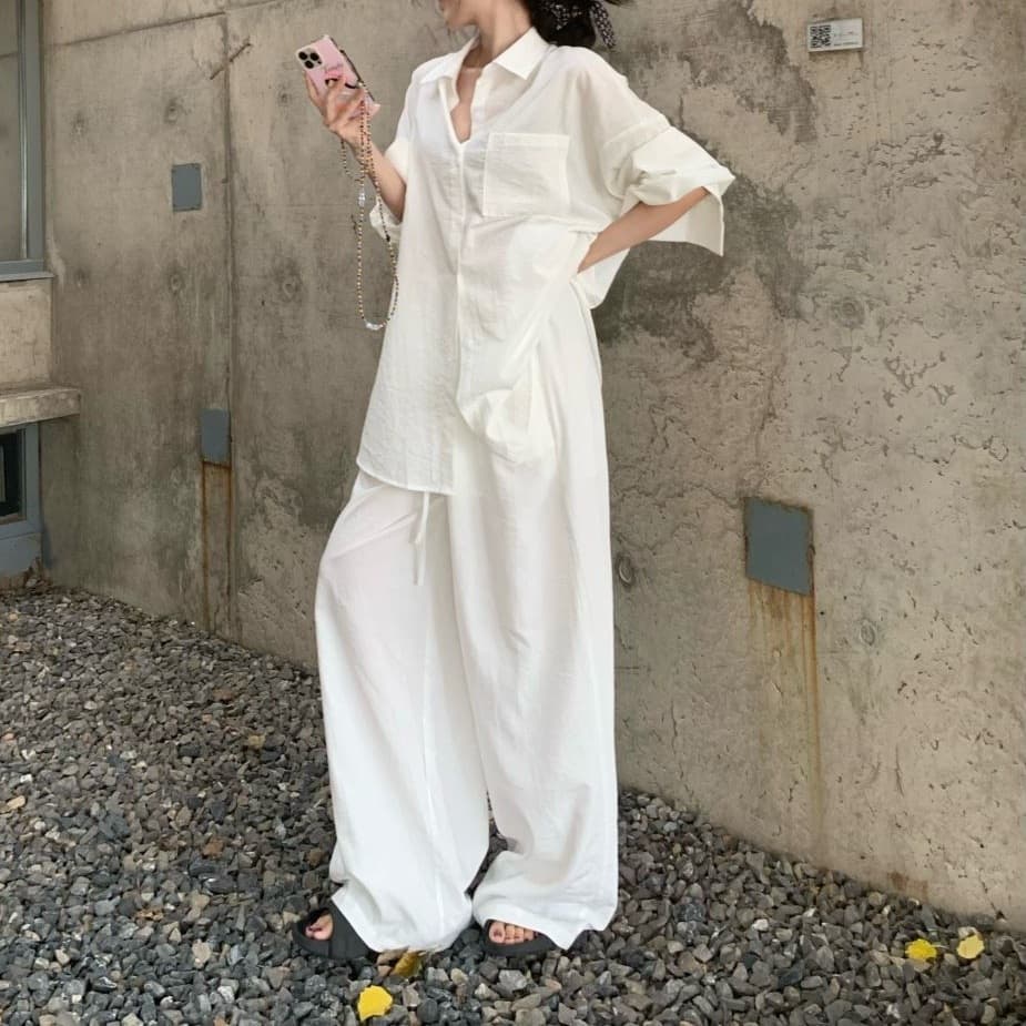 レディースシャツ ゆったりシルエット長袖シャツ