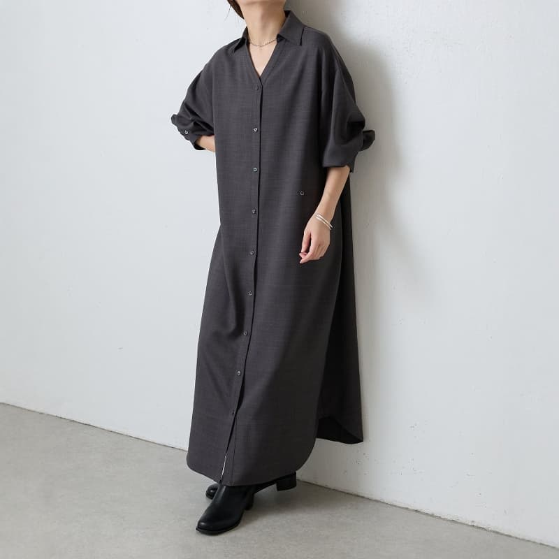 レディースシャツ ゆったりシルエット ロングシャツワンピース