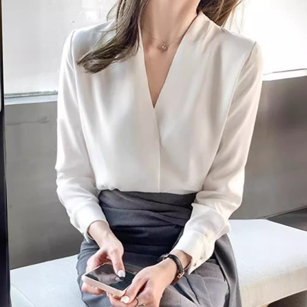 シャツ　レディース しなやかシルエット オフィスブラウス
