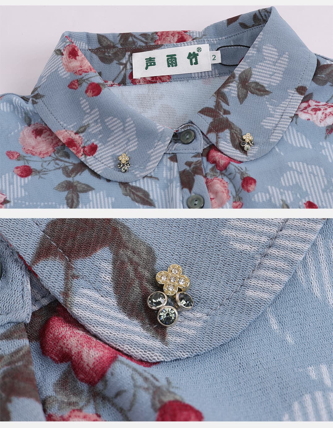 レディースシャツ 花園散策 短袖花柄シャツ