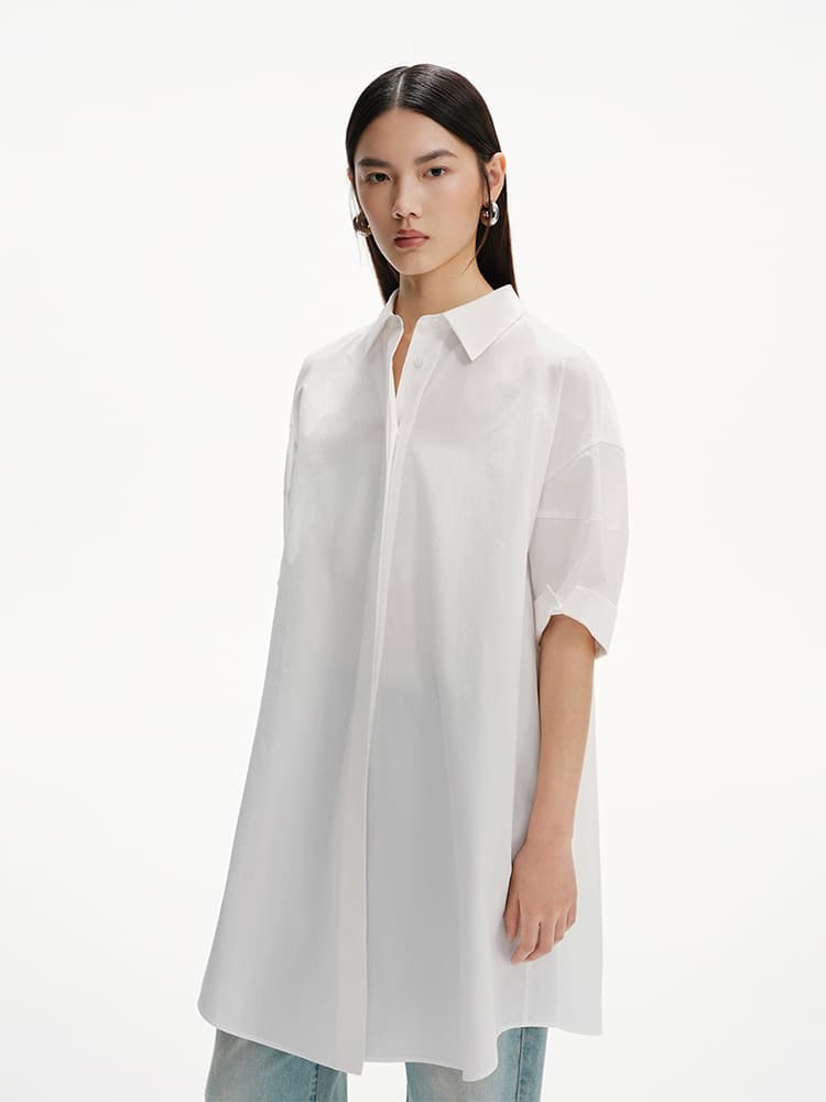 レディースシャツ オーバーサイズロングシャツチュニック