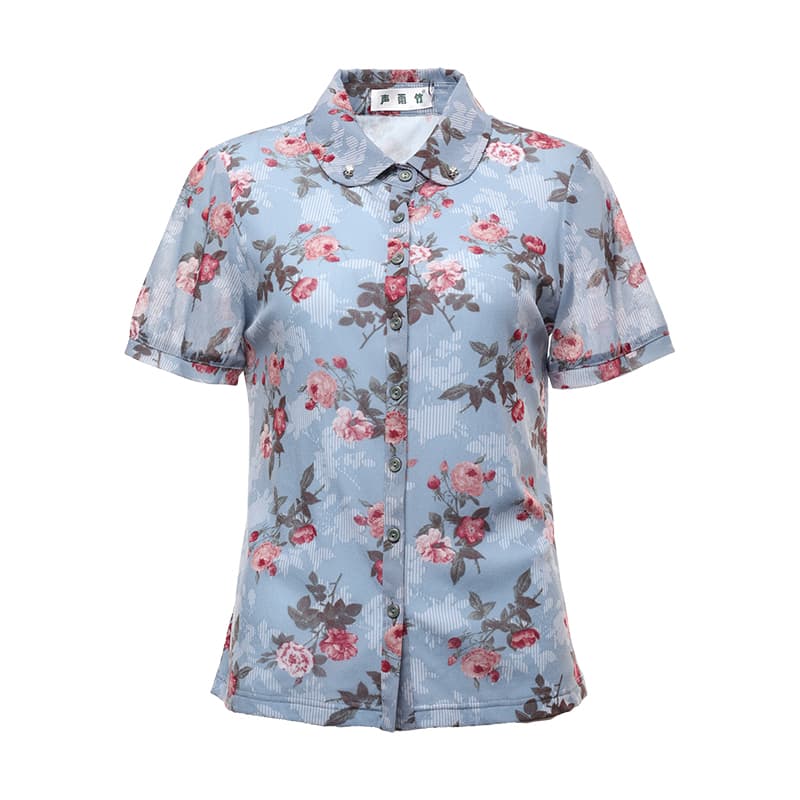レディースシャツ 花園散策 短袖花柄シャツ