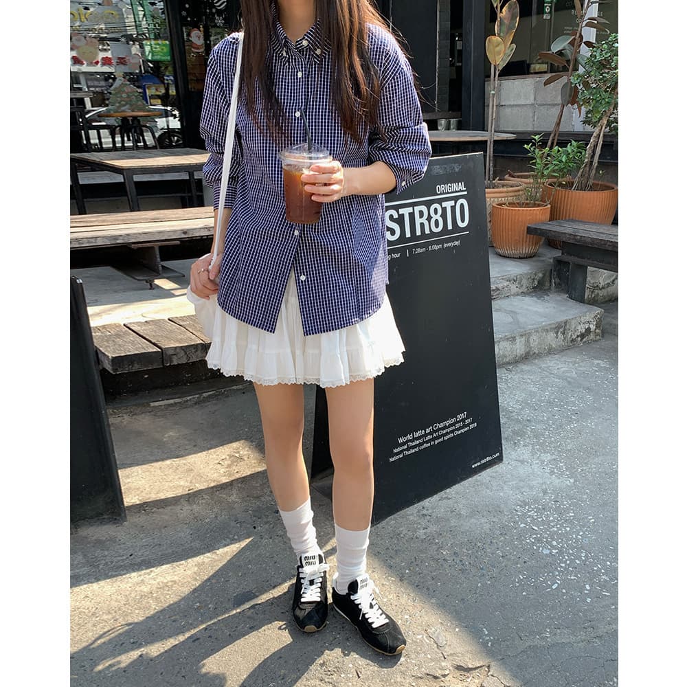 シャツ　レディース オーバーサイズチェック柄シャツ