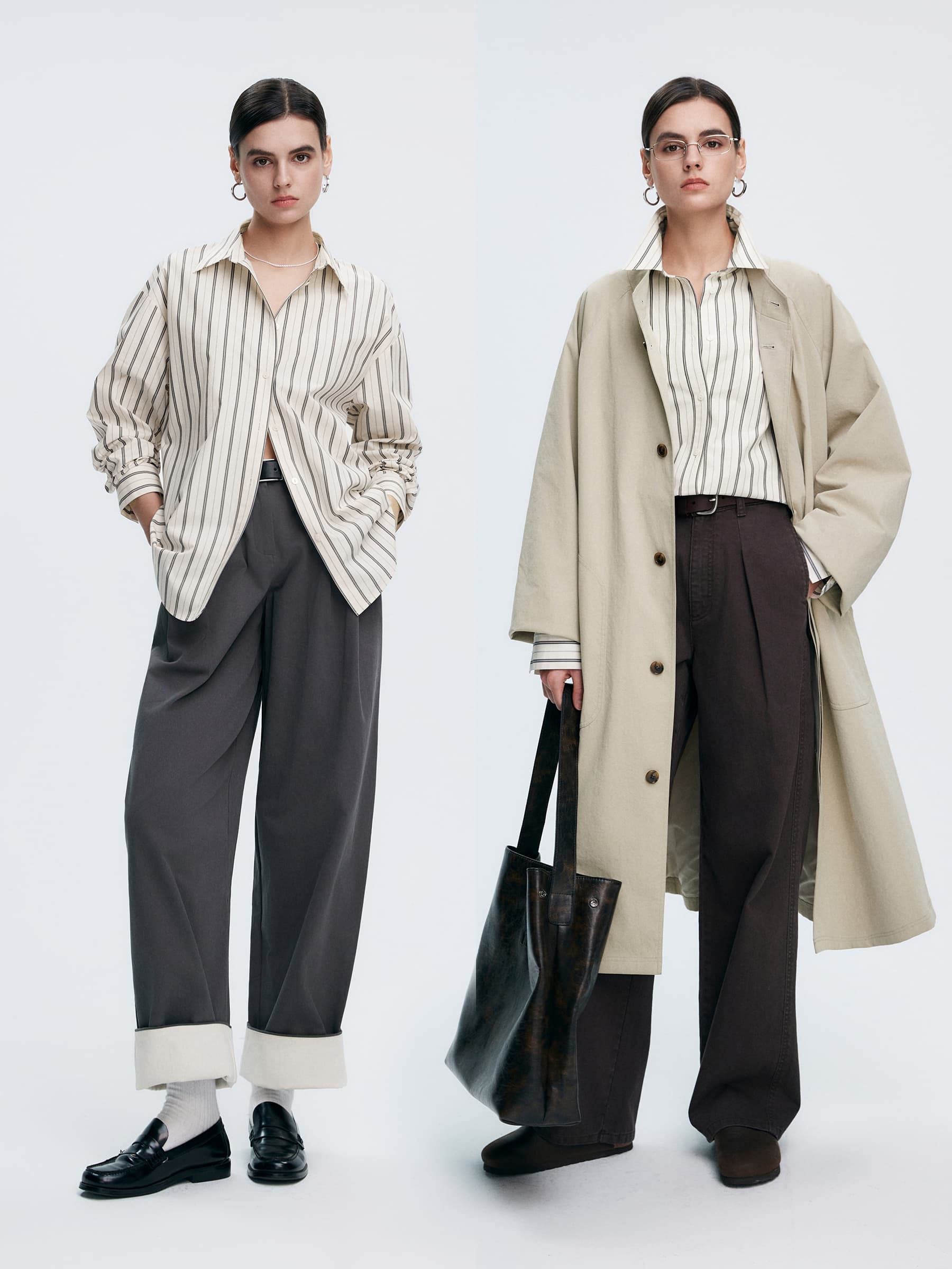 レディースシャツ 上品なストライプ柄シャンブレーシャツ