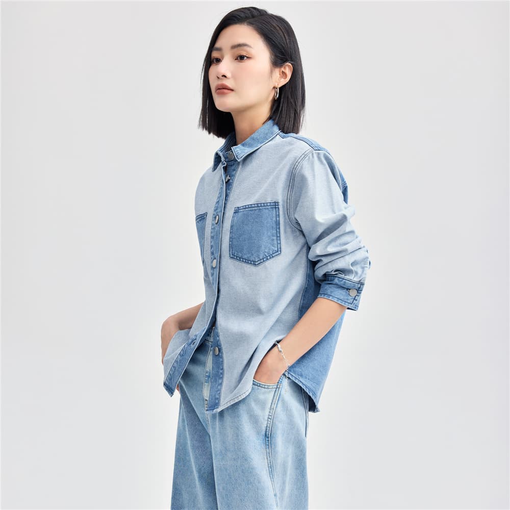 シャツ　レディース ゆとりシルエットデニムシャツジャケット
