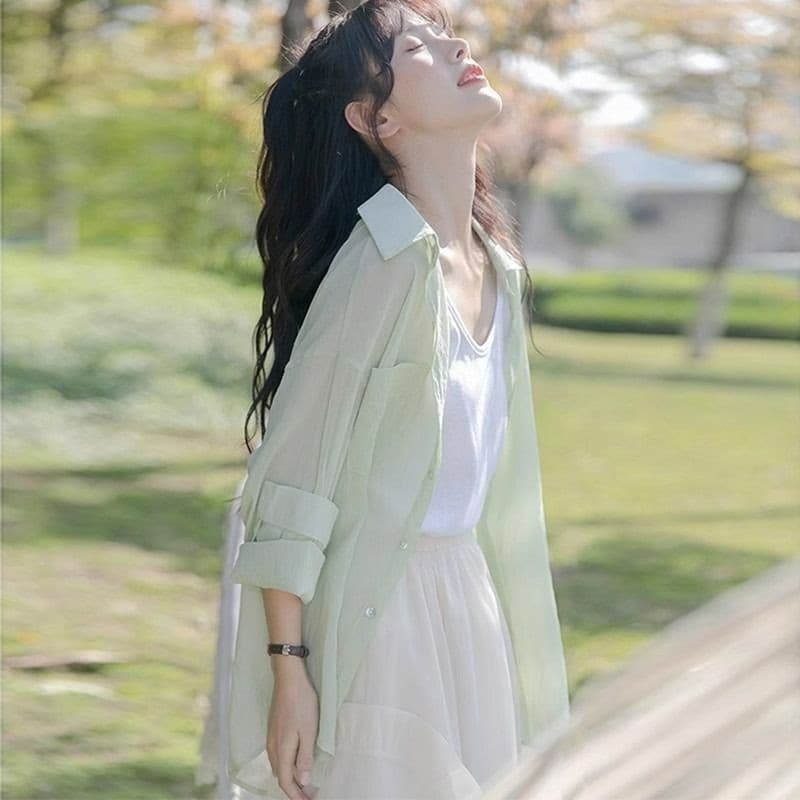 シャツ　レディース ゆったりシルエット コットンシャツ