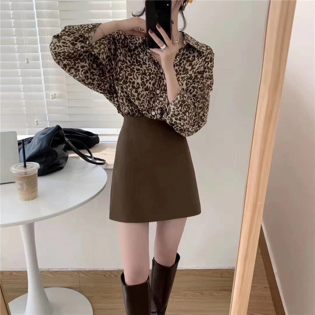 レディースシャツ 豹柄シースルーシャツ 透け感が大人っぽい長袖