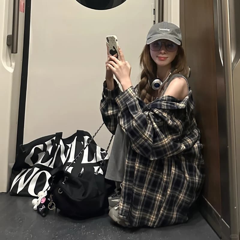 シャツ　レディース オーバーサイズチェックシャツ レディース