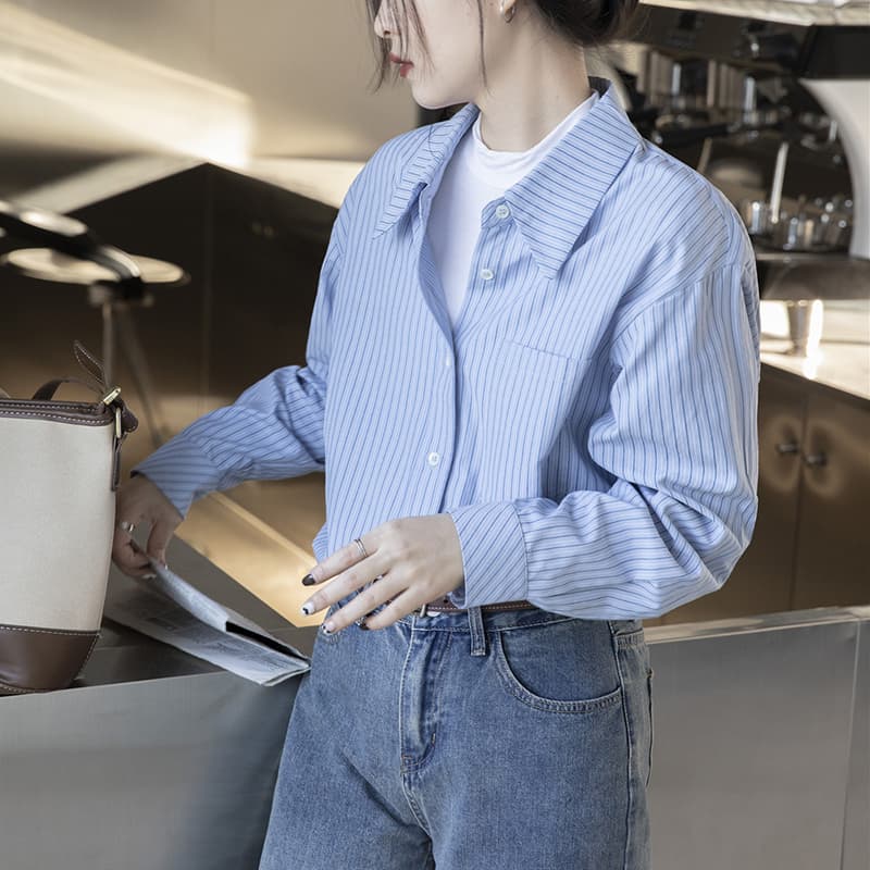 シャツ　レディース クラシカルストライプ上質シャツ