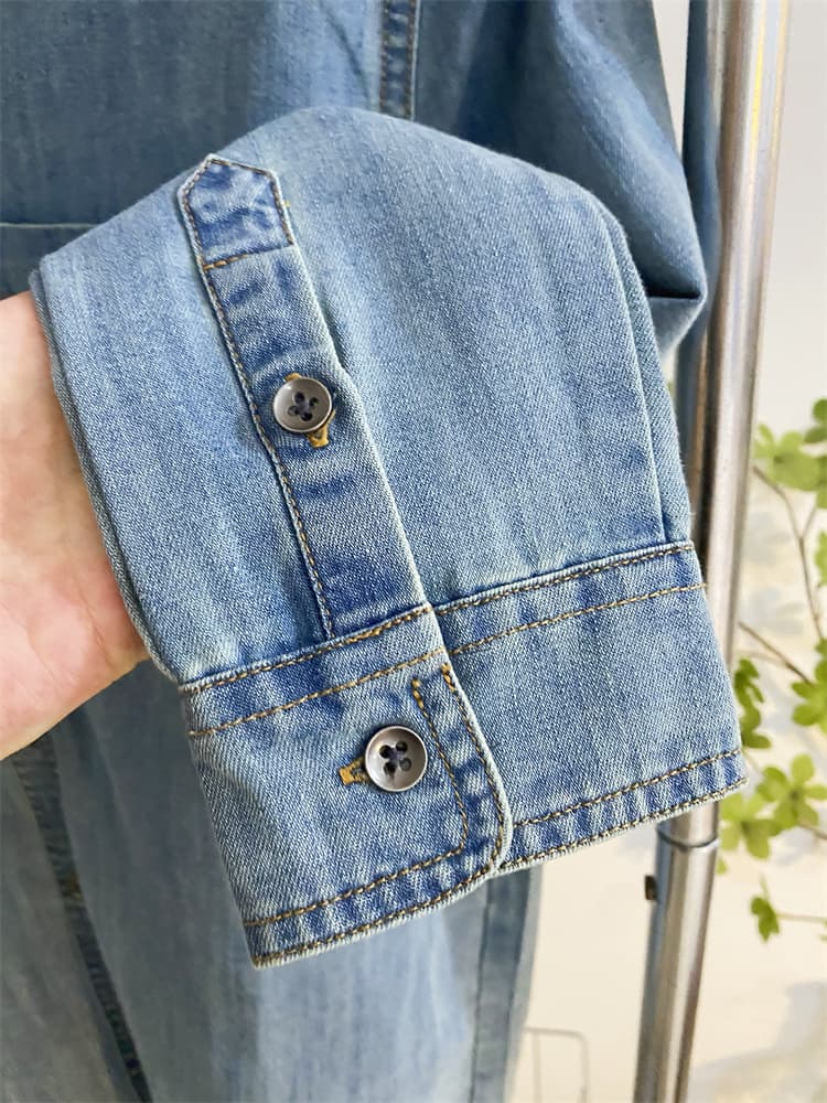 シャツ　レディース ゆったりシルエットデニムワークシャツ