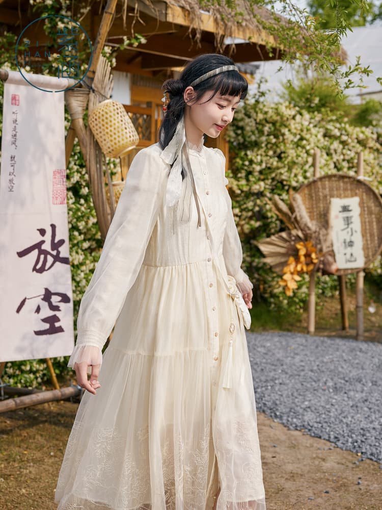 レディースシャツ 風雅な時間 ティアードシャツワンピース