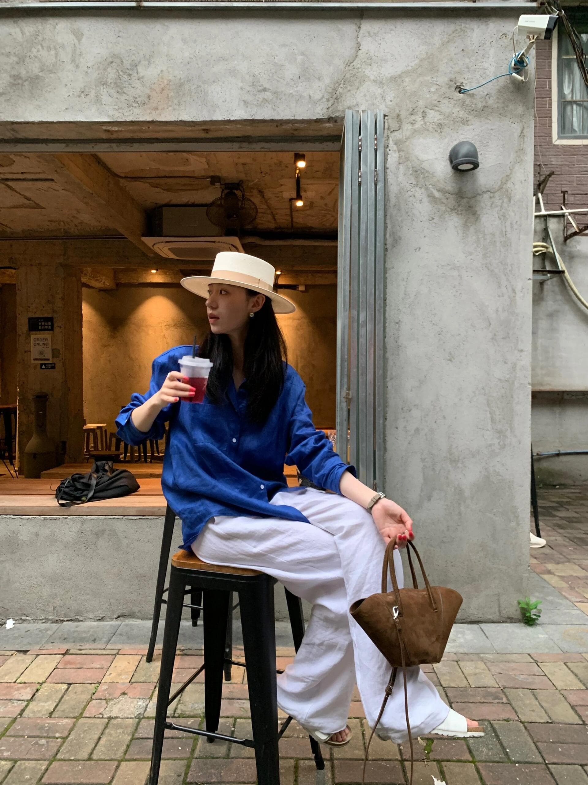 シャツ　レディース リネン混ゆったりシャツ