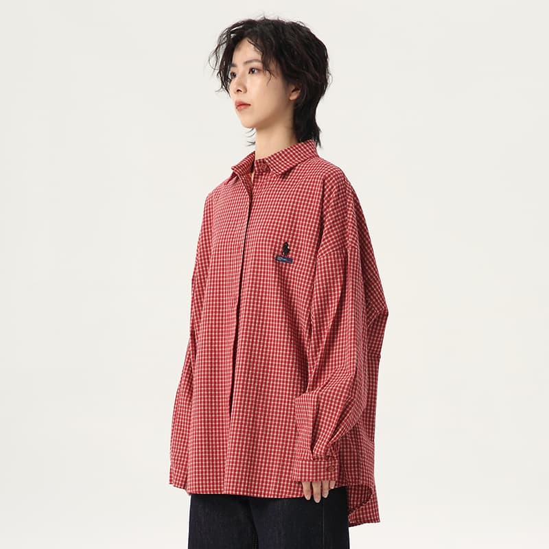 シャツ　レディース ゆったりシルエット チェックシャツ