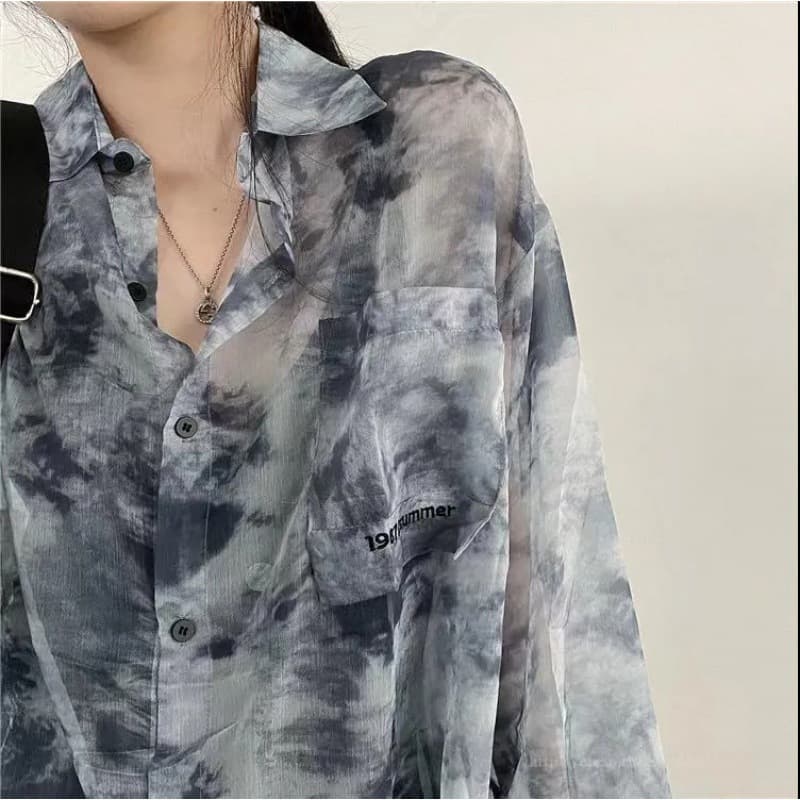 シャツ　レディース モヤモヤタイダイ柄シャツ