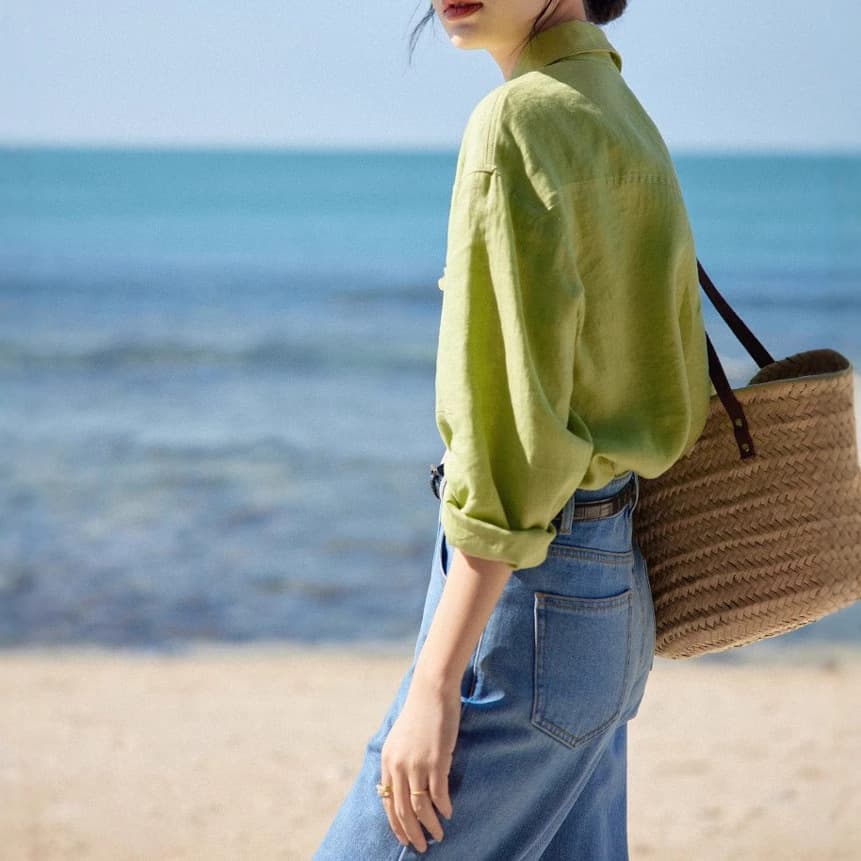 シャツ レディース 優美な抜け感リネンシャツ